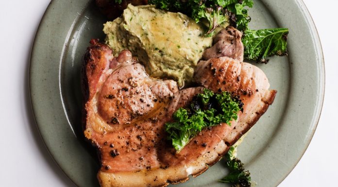 Nigel Slater’s gammon steak with butter beans and kale recipe